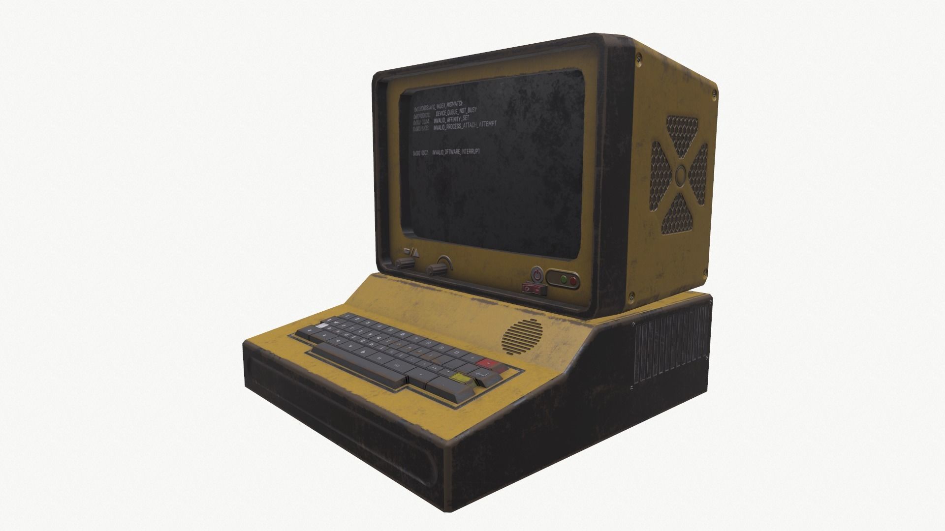 Computer vintage Low-poly 3D model_1