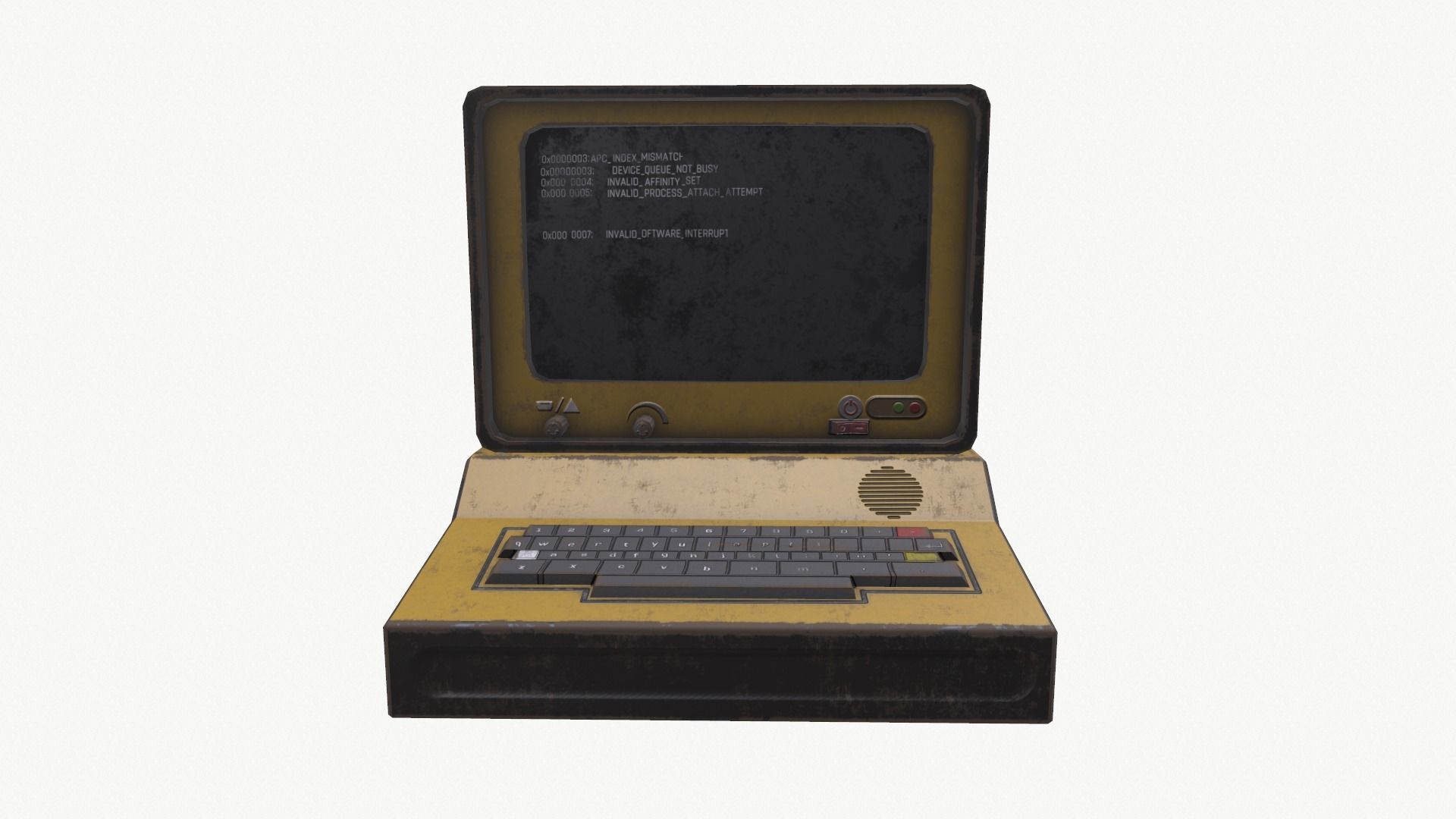 Computer vintage Low-poly 3D model_2