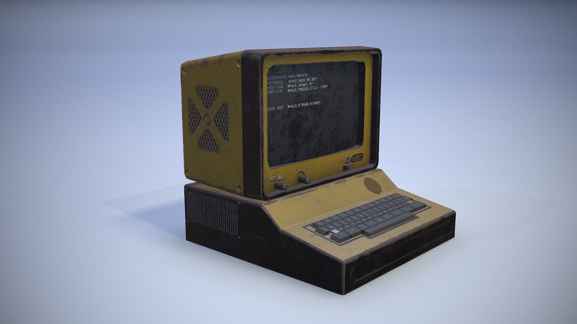 Computer vintage Low-poly 3D model_10