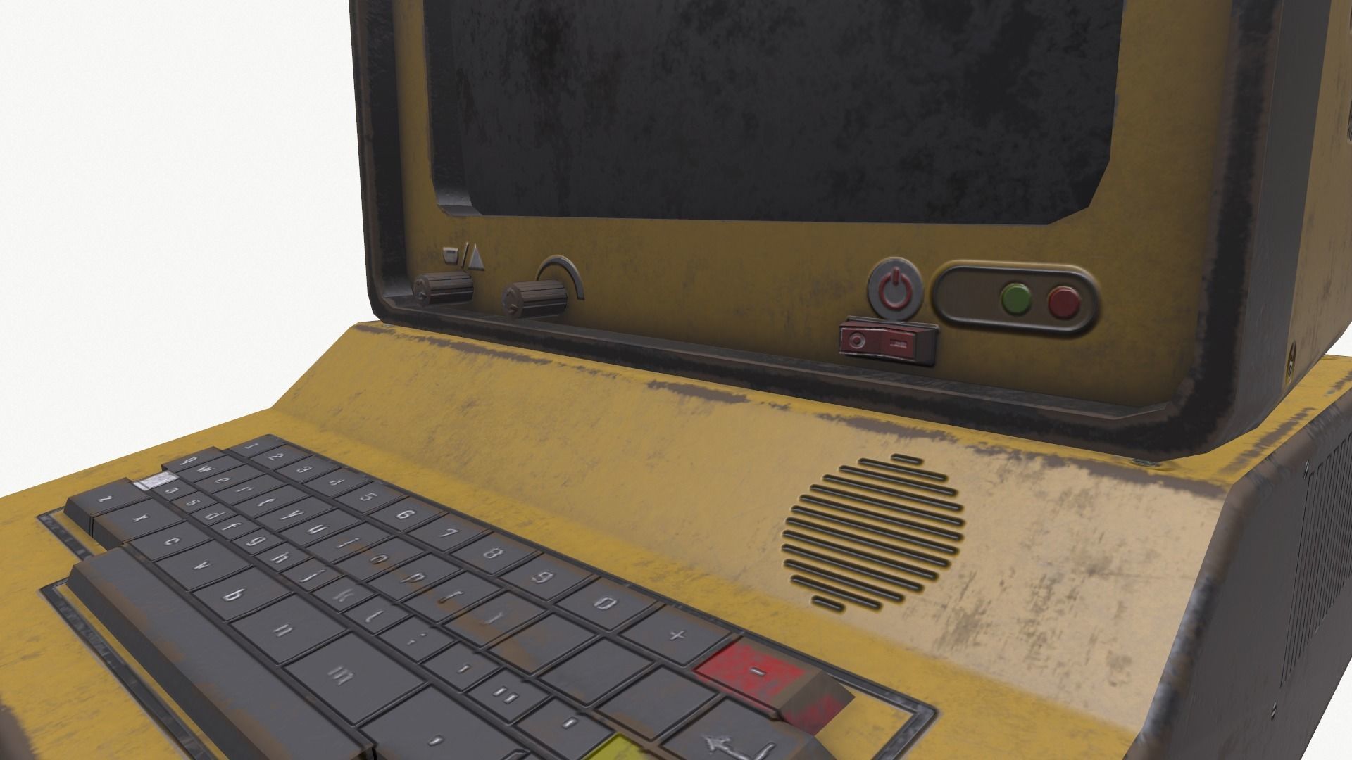 Computer vintage Low-poly 3D model_9