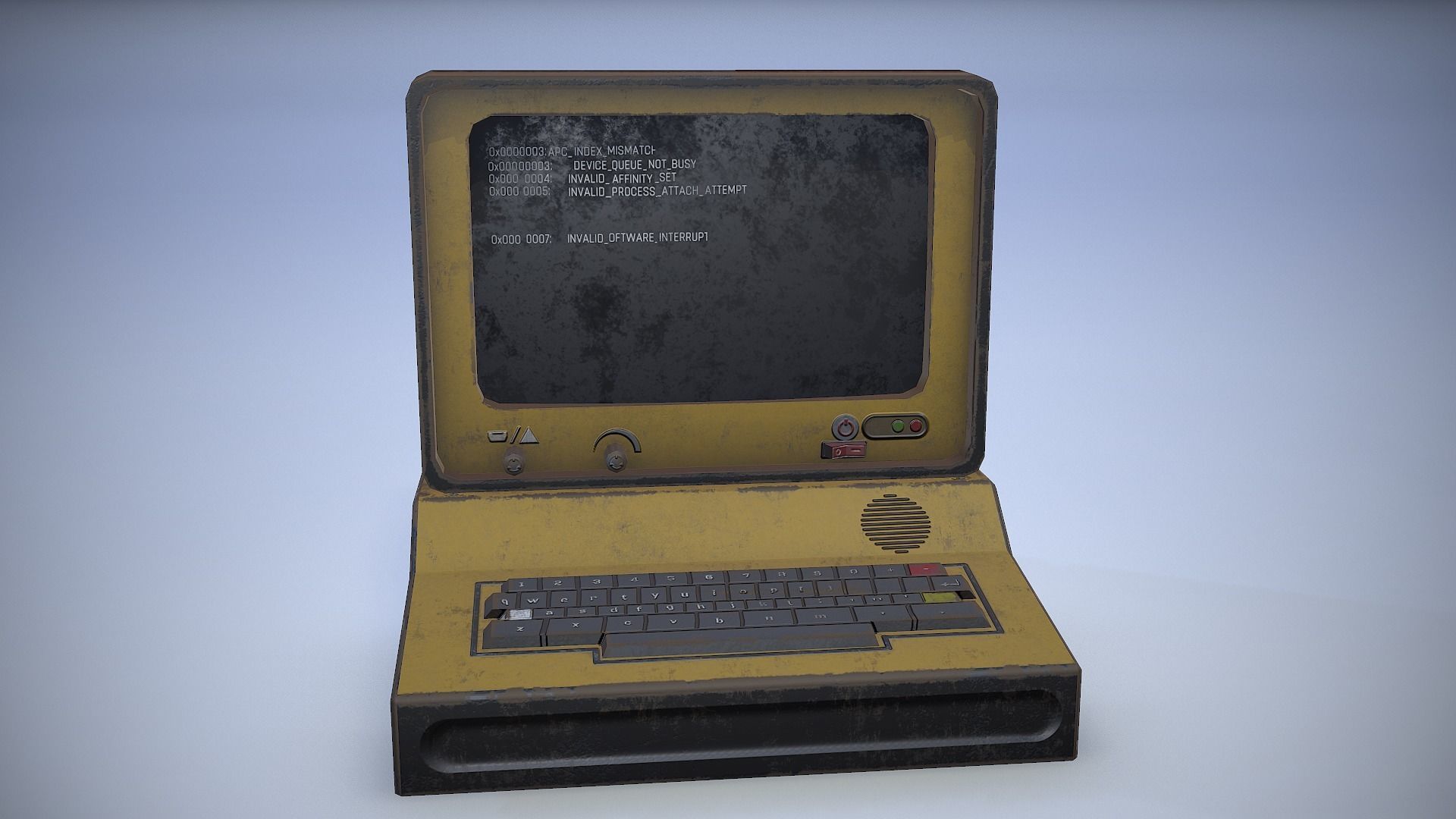 Computer vintage Low-poly 3D model_14