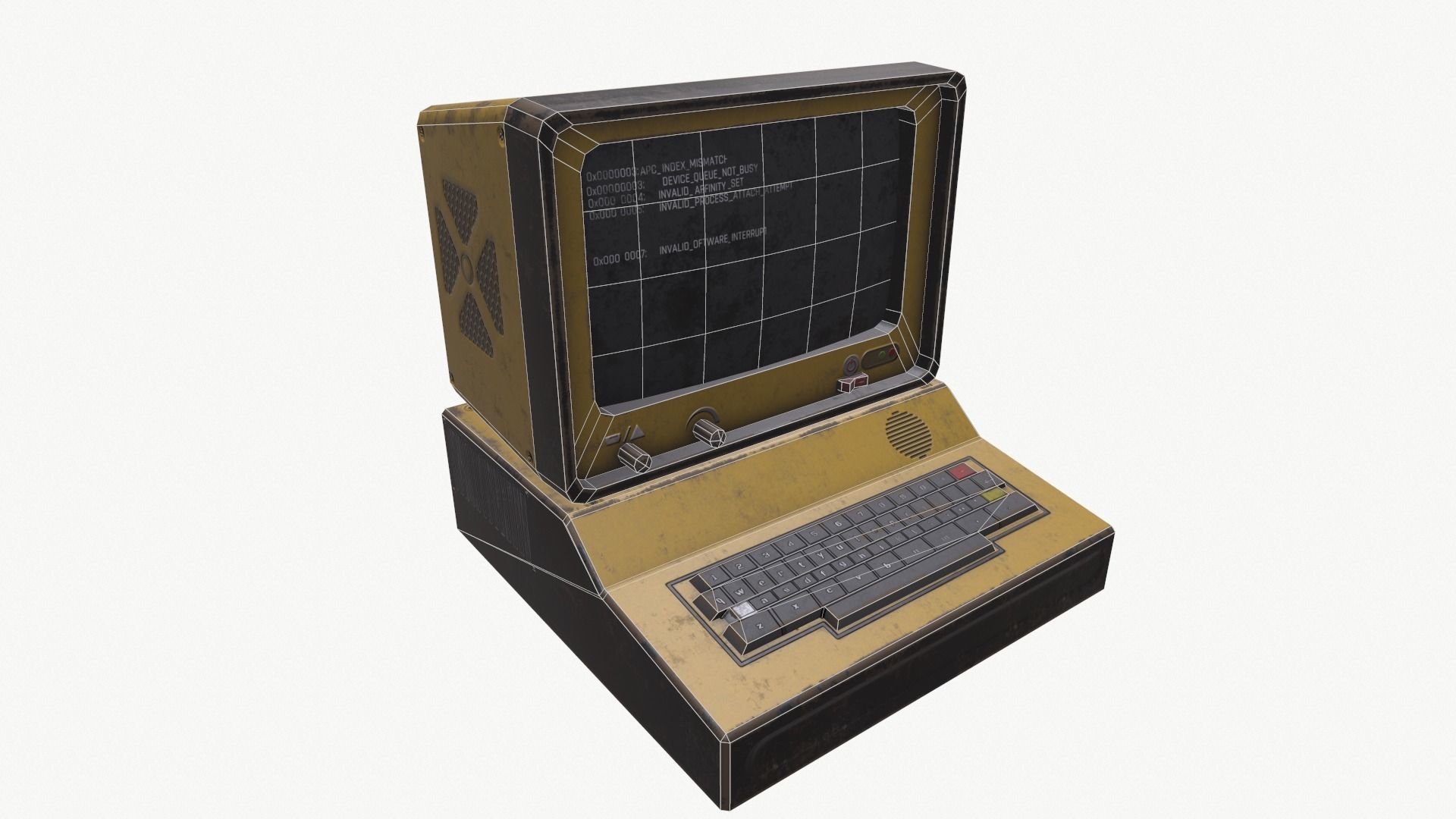 Computer vintage Low-poly 3D model_22