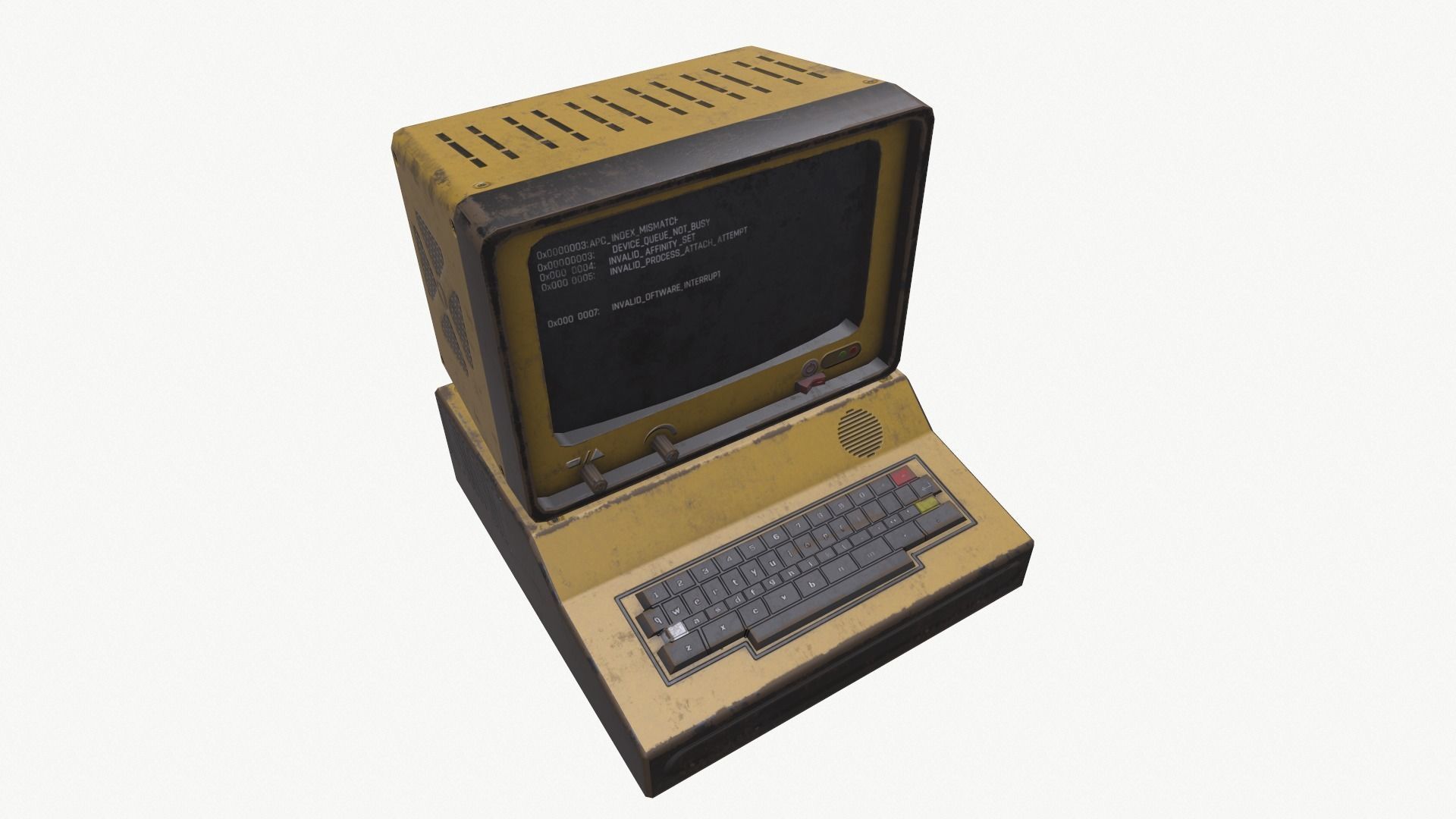 Computer vintage Low-poly 3D model_7