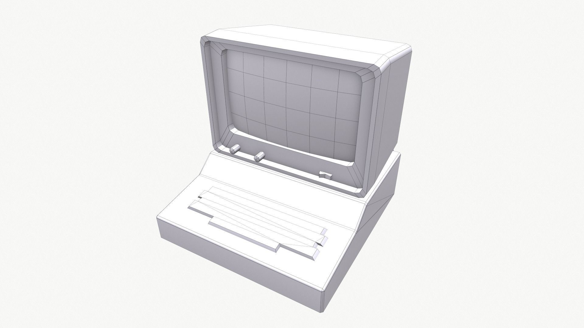 Computer vintage Low-poly 3D model_15