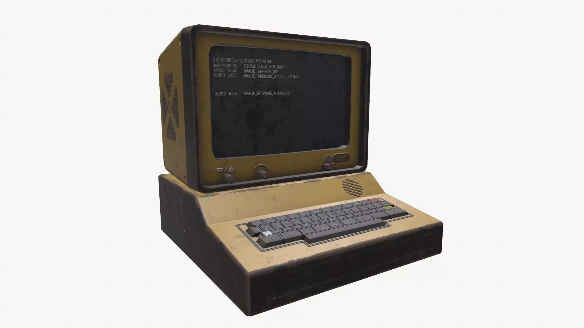 Computer vintage Low-poly 3D model_0