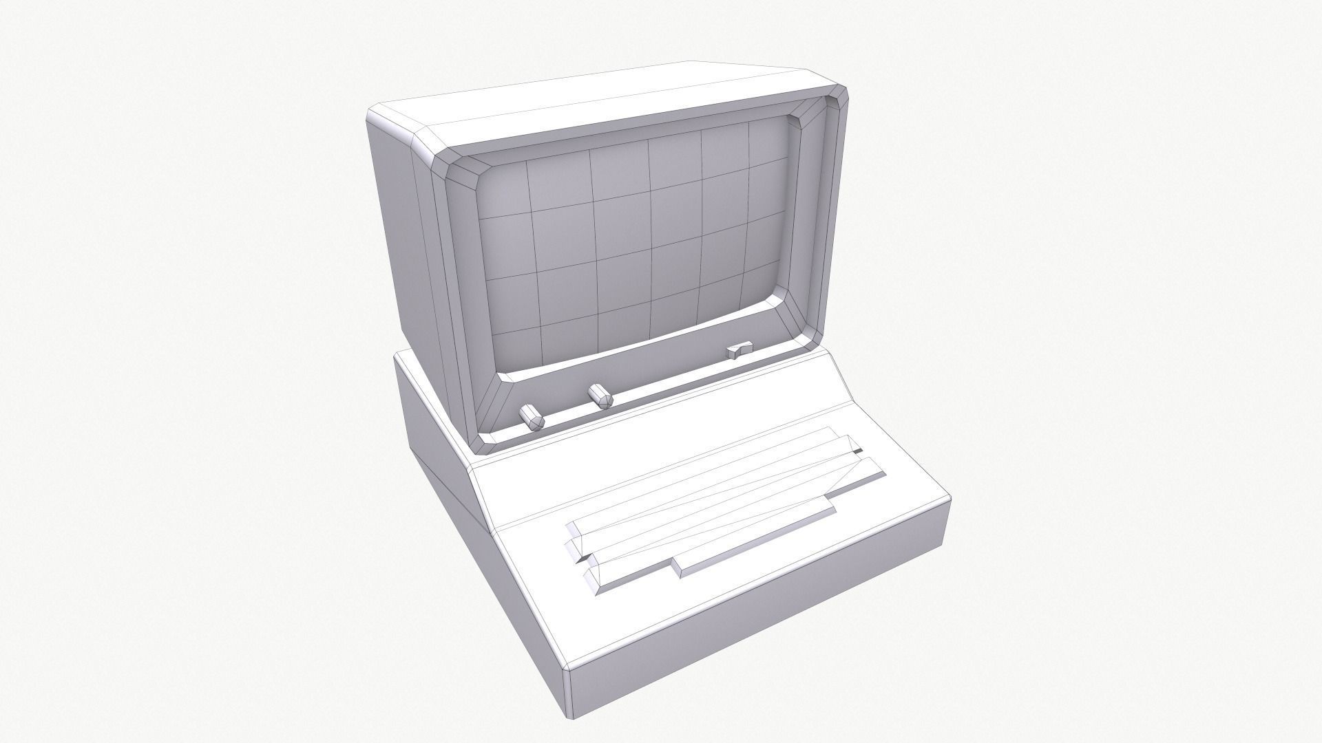 Computer vintage Low-poly 3D model_16