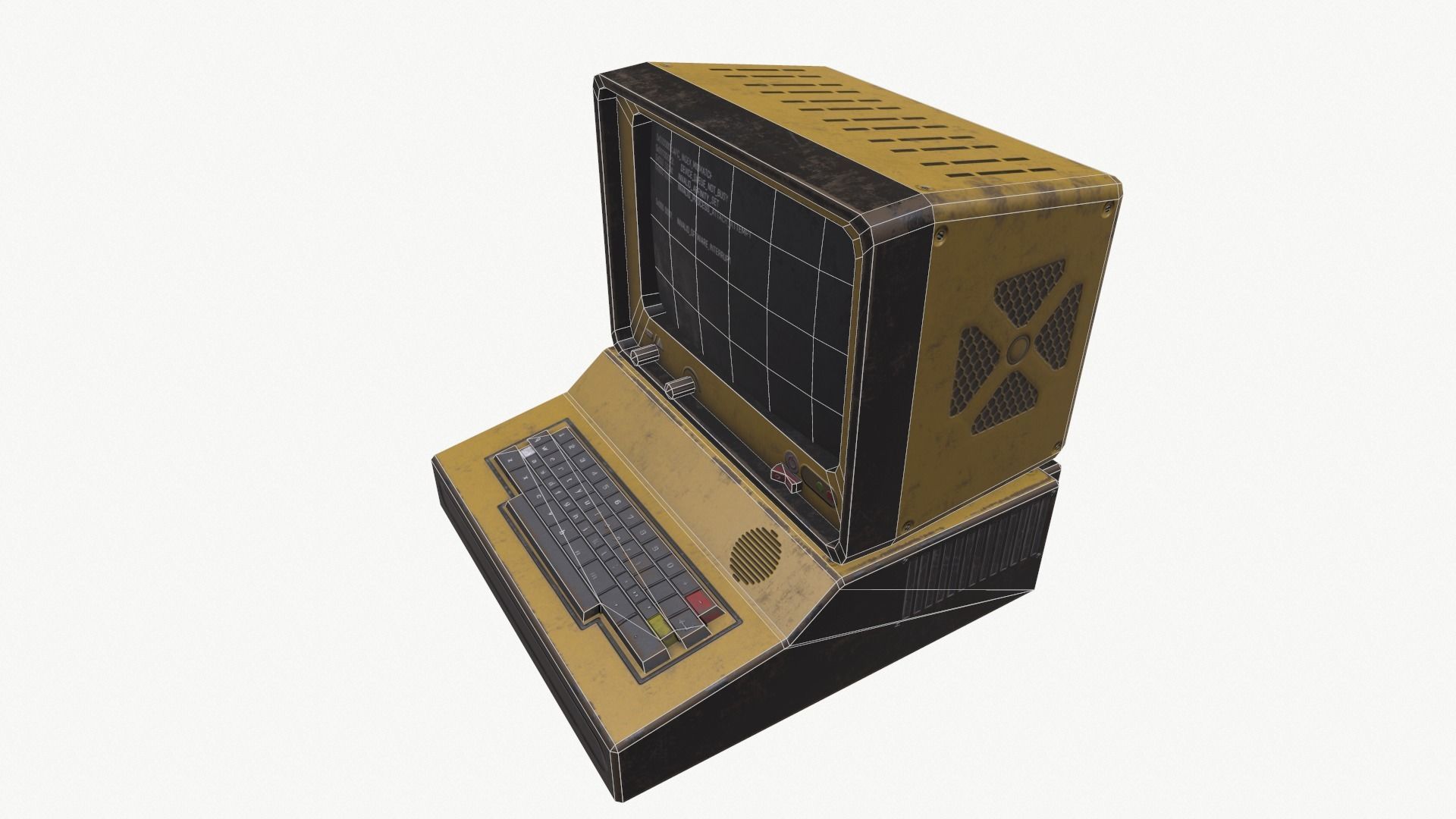 Computer vintage Low-poly 3D model_25