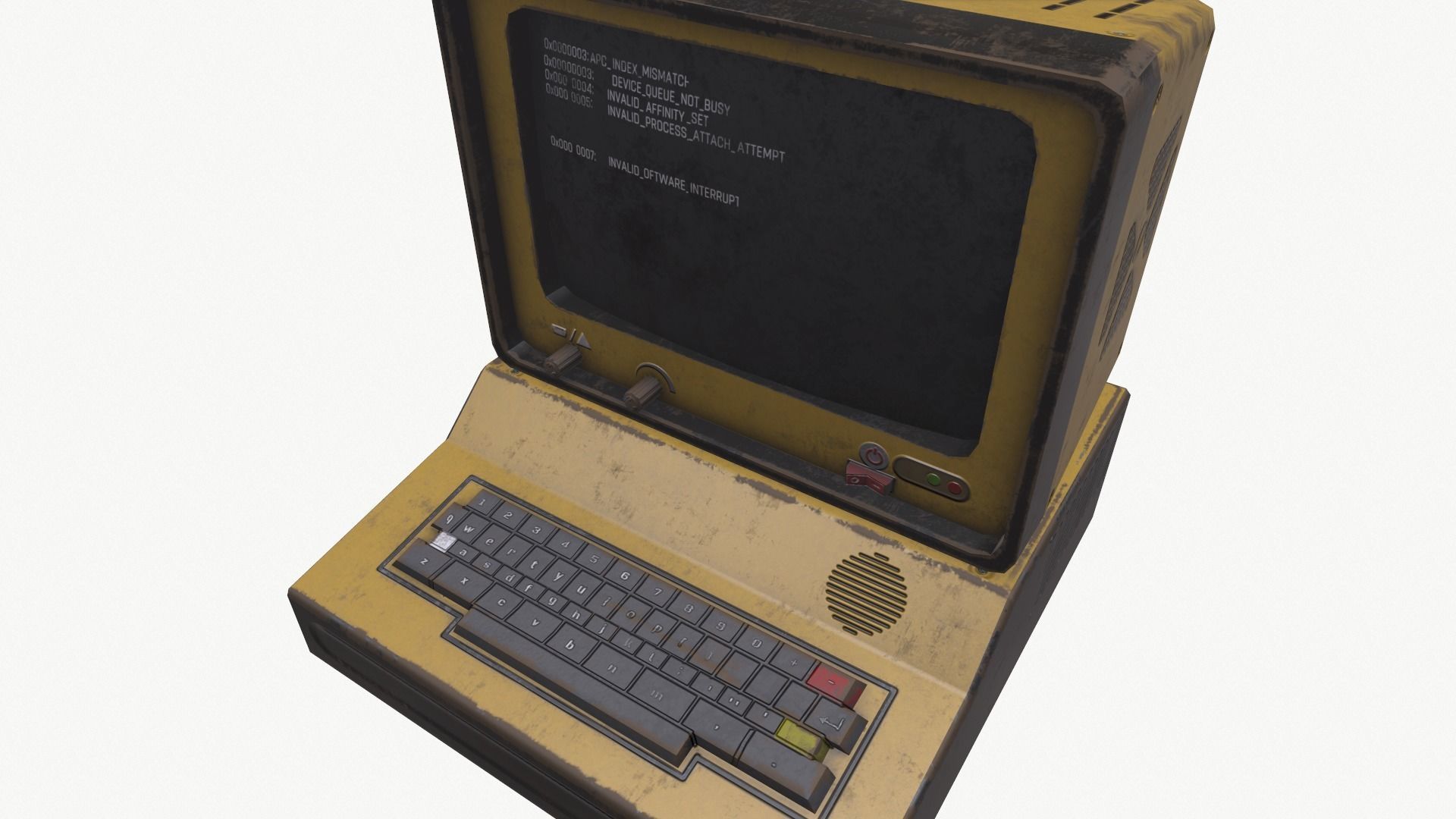Computer vintage Low-poly 3D model_8
