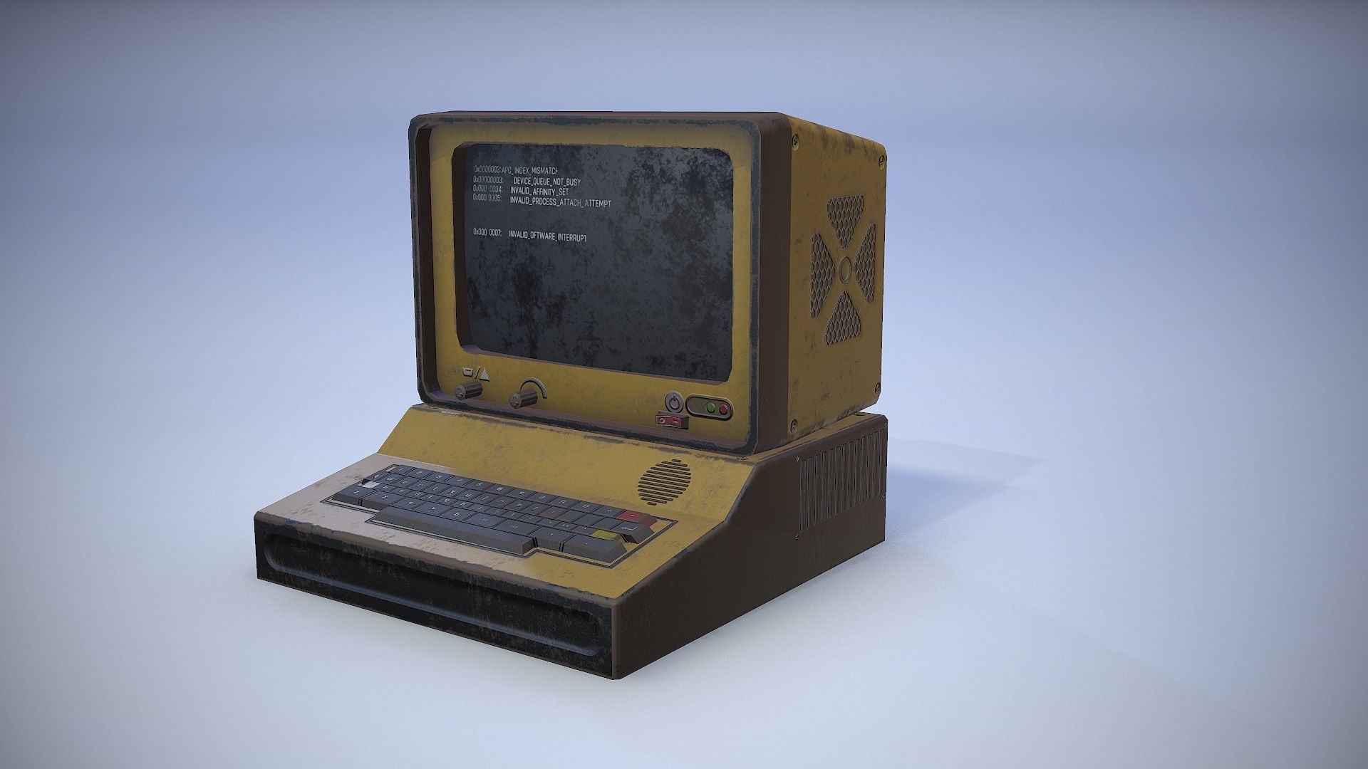 Computer vintage Low-poly 3D model_12