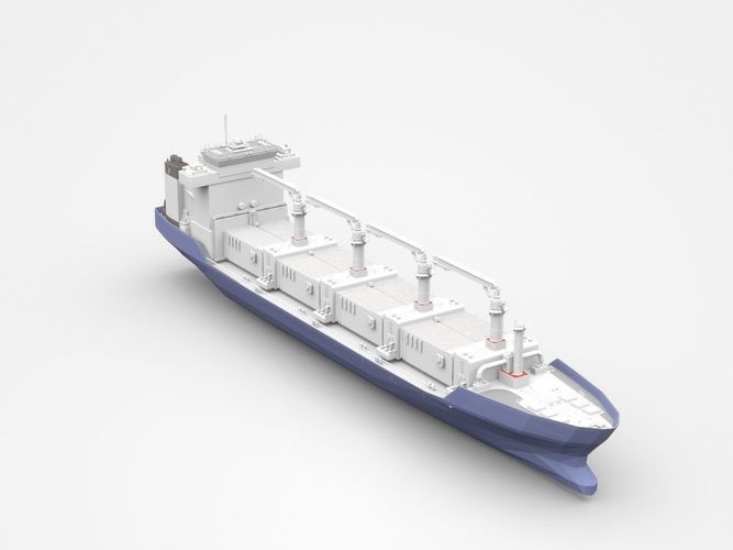 Large Blue Freight Ship 3D model