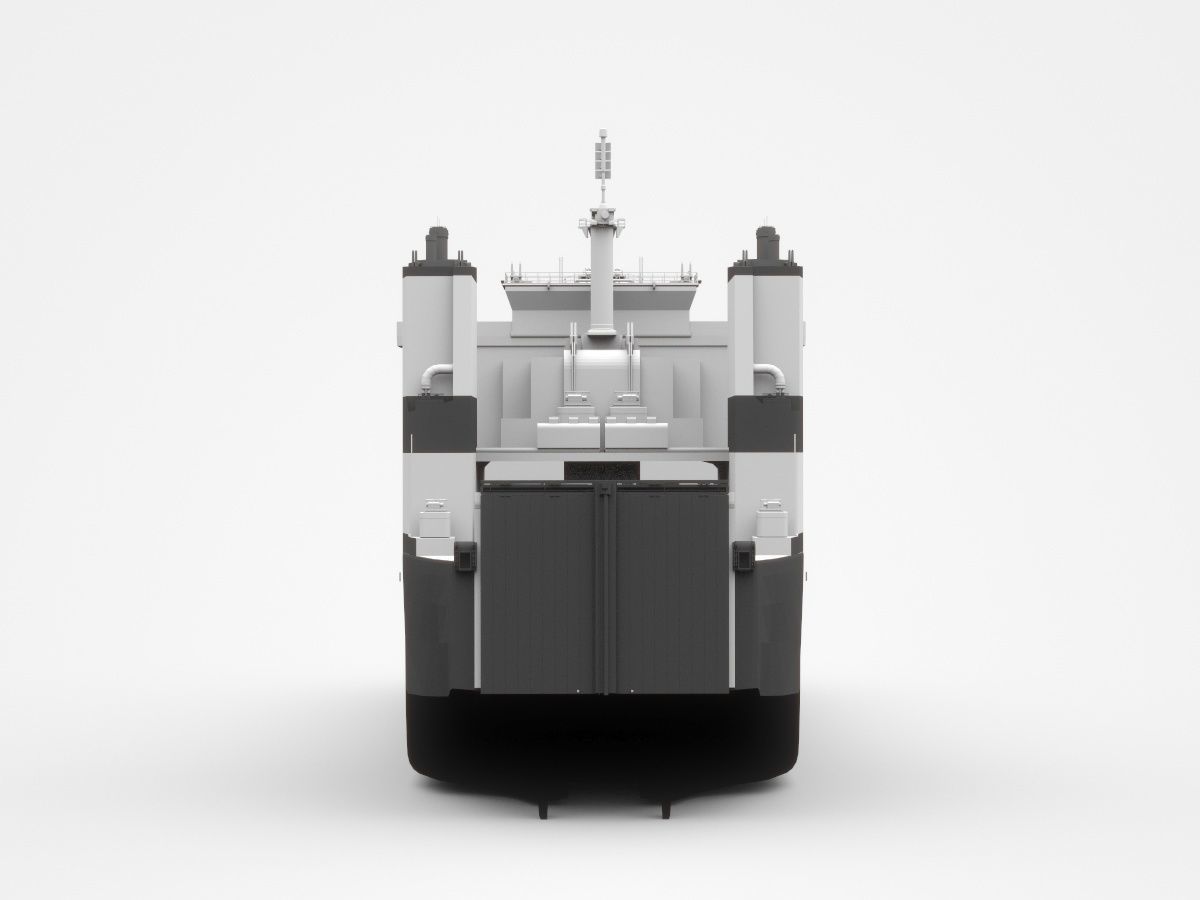 Small Freight Ship Cargo Partly Loaded With Containers 3D model_2