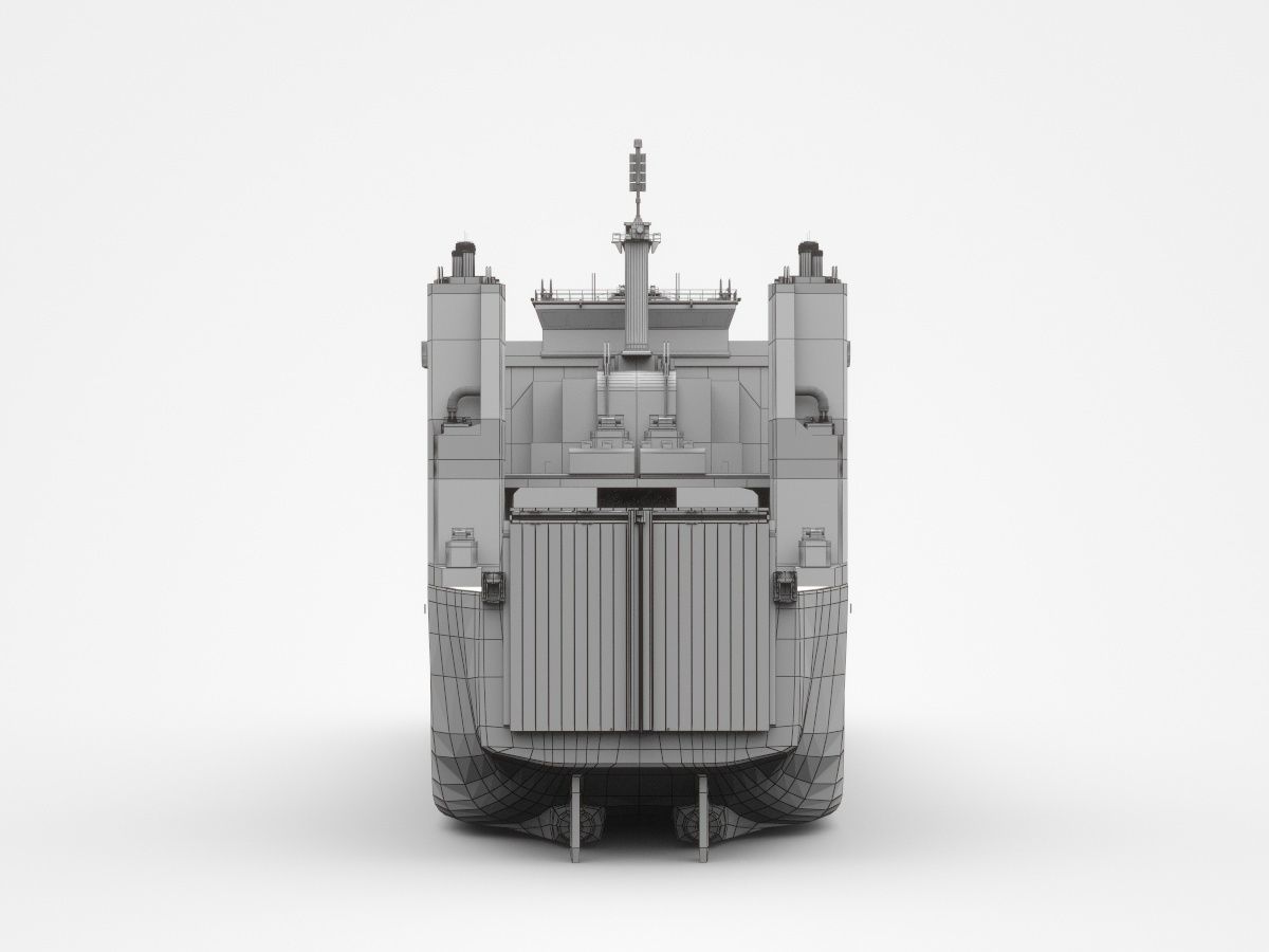 Small Freight Ship Cargo Partly Loaded With Containers 3D model_5