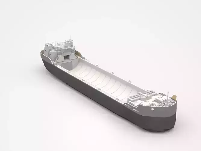 Large Grey Unloaded Freight Ship 