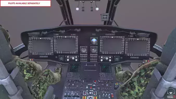 UH-60 Blackhawk Helicopter Cockpit Low-poly 3D model