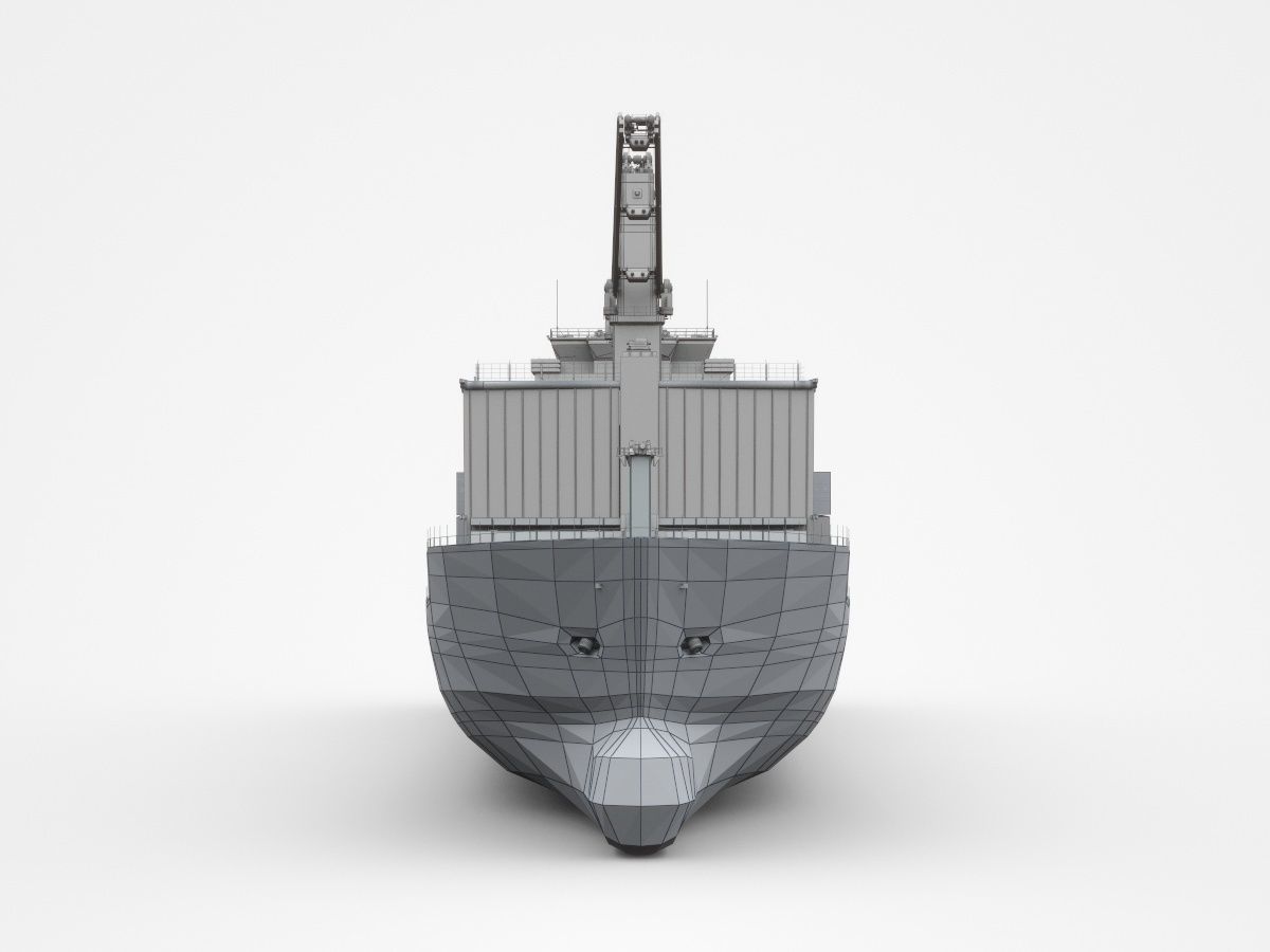 Huge Blue Freight Ship Fully Loaded With Containers 3D model_4