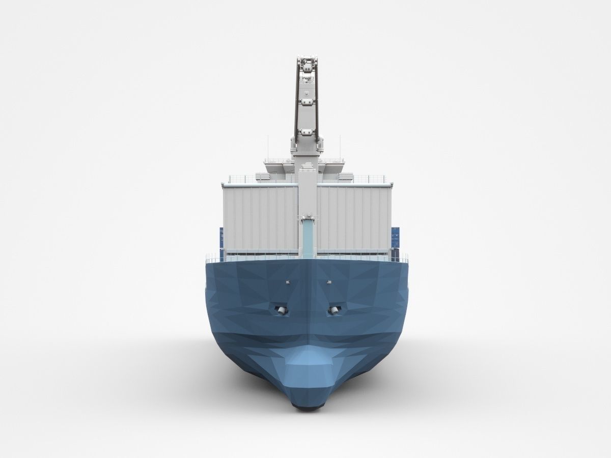 Huge Blue Freight Ship Fully Loaded With Containers 3D model_3