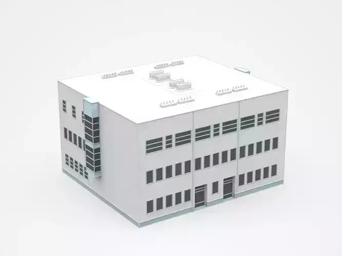 Cube Shape Three-storey Building 3D model
