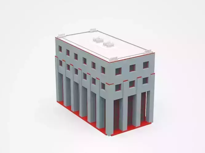 Industrial Building With Attached Rectangular Columns