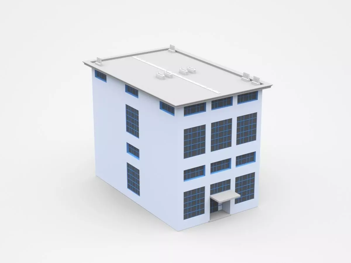 Semi-storey Industrial Building 3D model_0