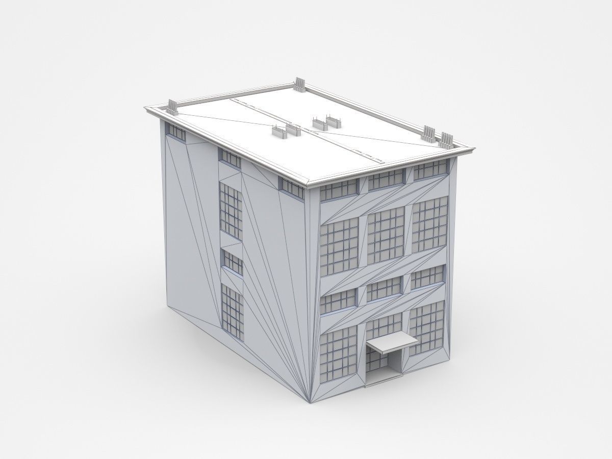 Semi-storey Industrial Building 3D model_4