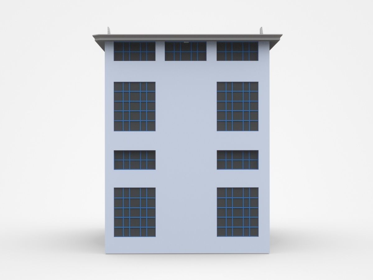 Semi-storey Industrial Building 3D model_2