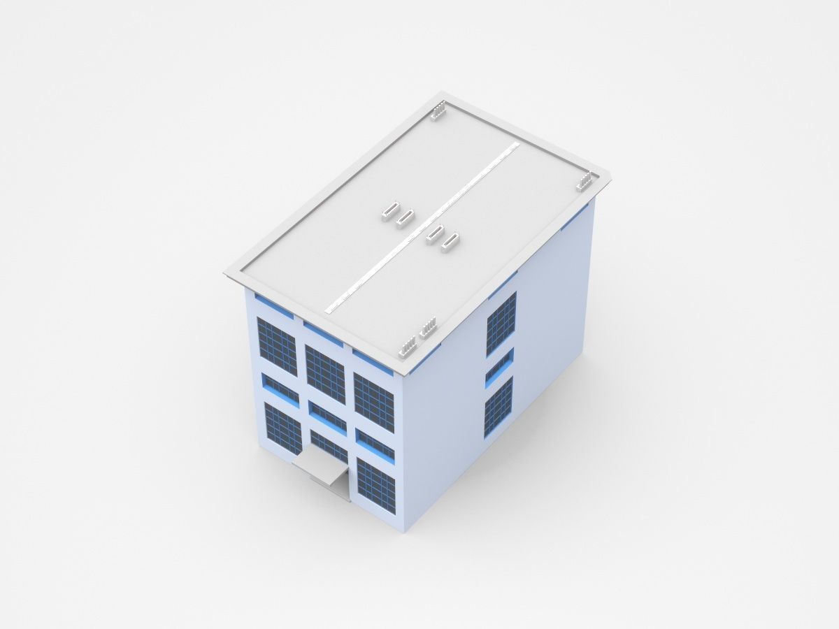 Semi-storey Industrial Building 3D model_1