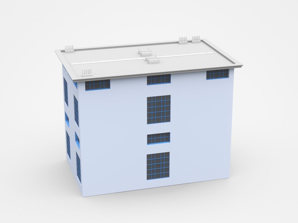 Semi-storey Industrial Building 3D model_3