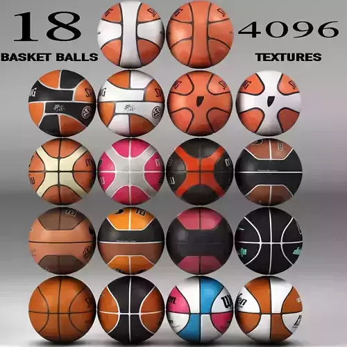 Basketball set 18 Low-poly 3D model