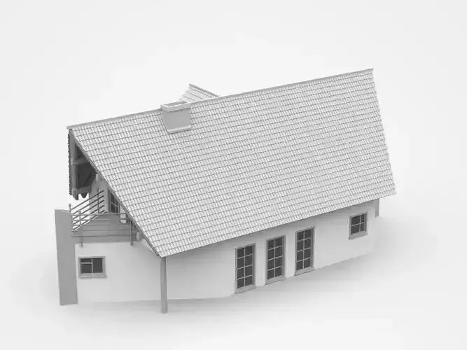 Two-storey House With Two Similar Triangular Shape Balconies