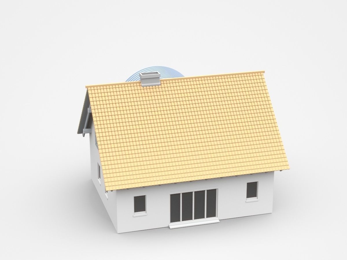 Light Two-storey House With Big Round Shape Balcony 3D model_3