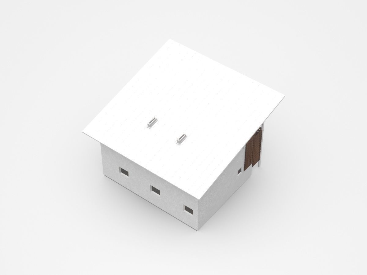 House With Long Second-storey Veranda 3D model_1