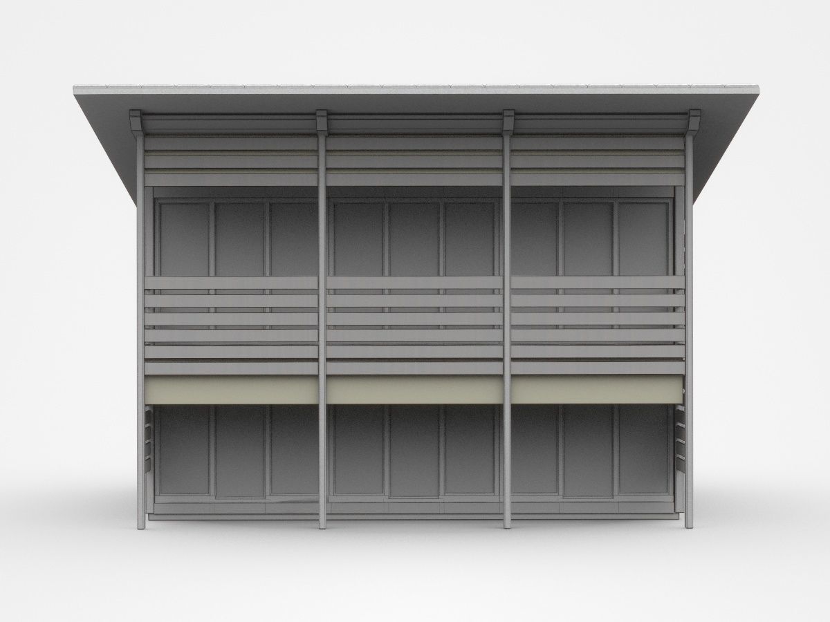 House With Long Second-storey Veranda 3D model_5