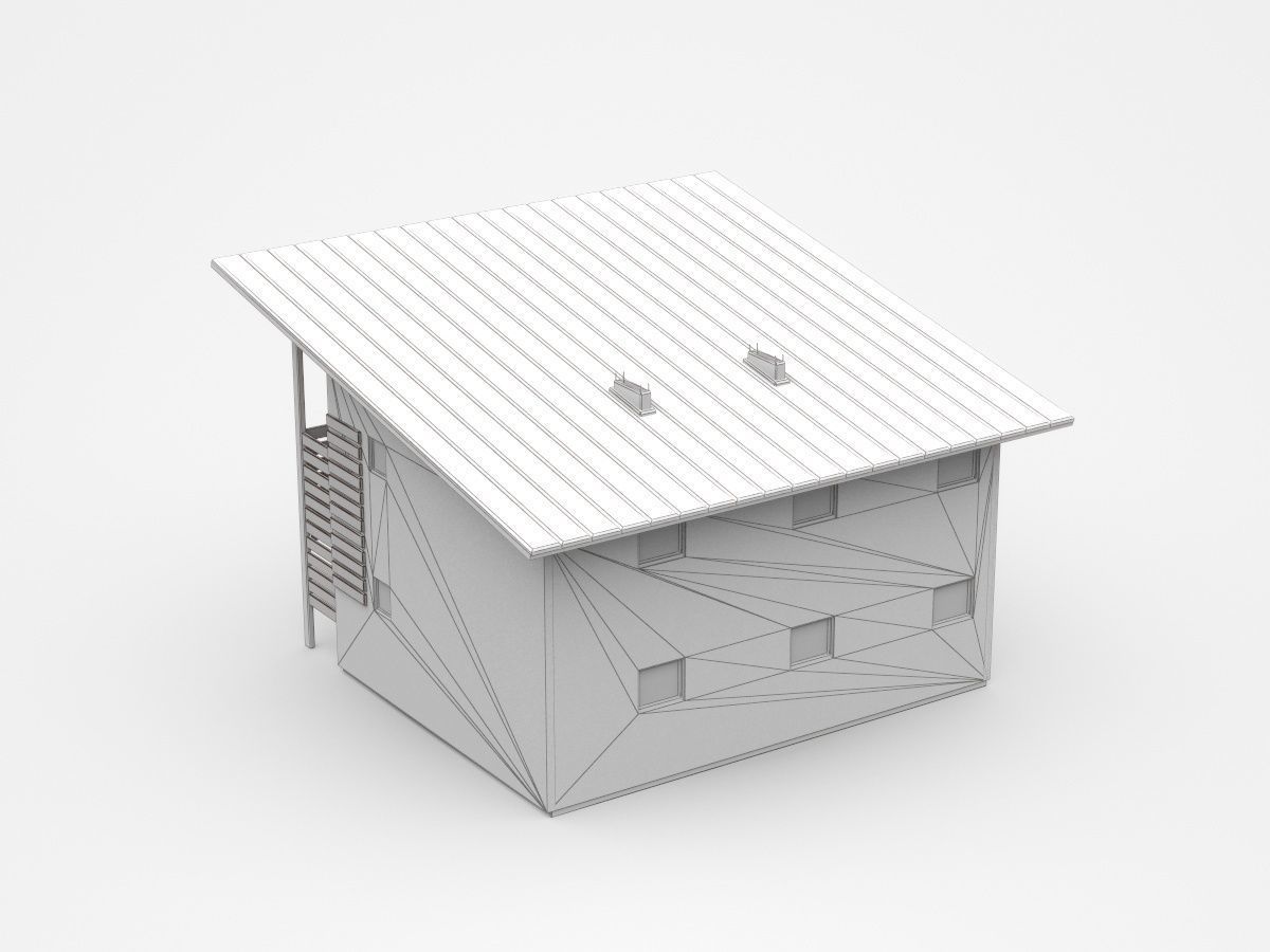 House With Long Second-storey Veranda 3D model_4