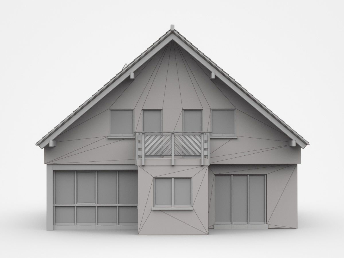 Two-storey House With Balcony And Glass Terrace Windows 3D model_5