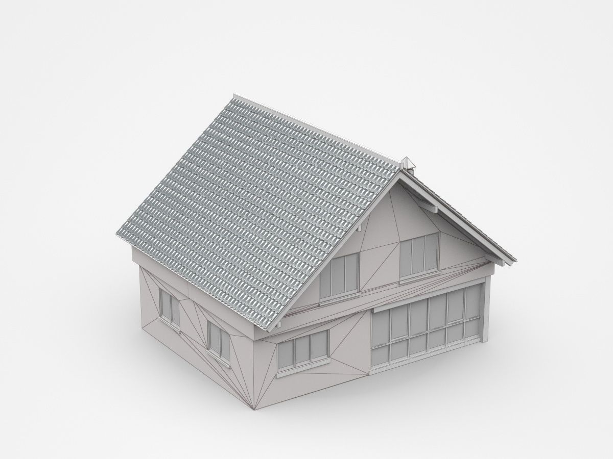 Two-storey House With Balcony And Glass Terrace Windows 3D model_4