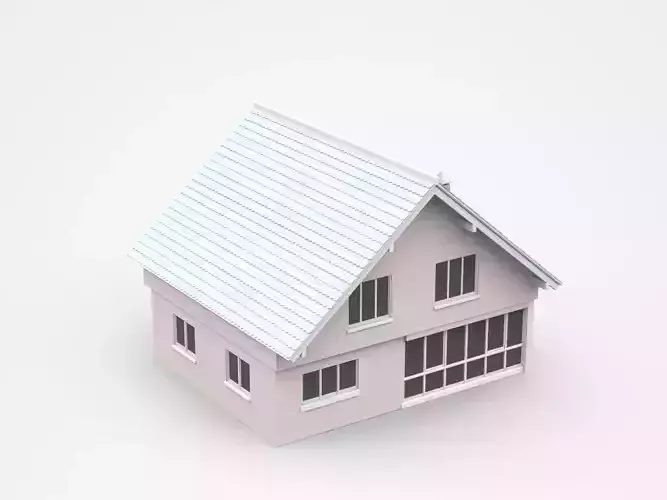 Two-storey House With Balcony And Glass Terrace Windows