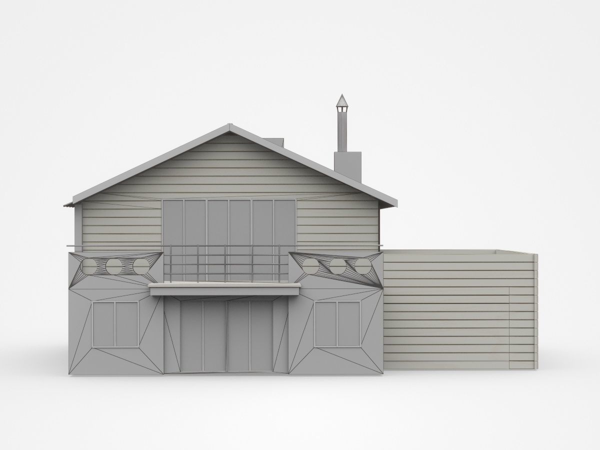 Two-storey House With Garage 3D model_5