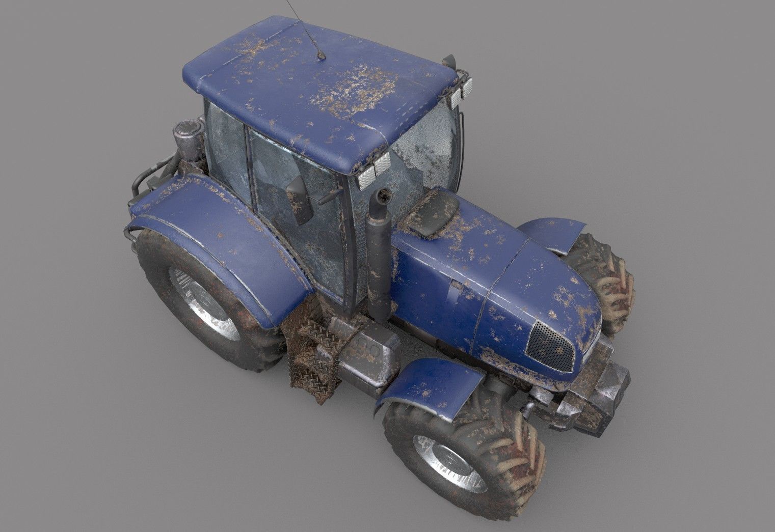 Dirty Tractor lowpoly Low-poly 3D model_1