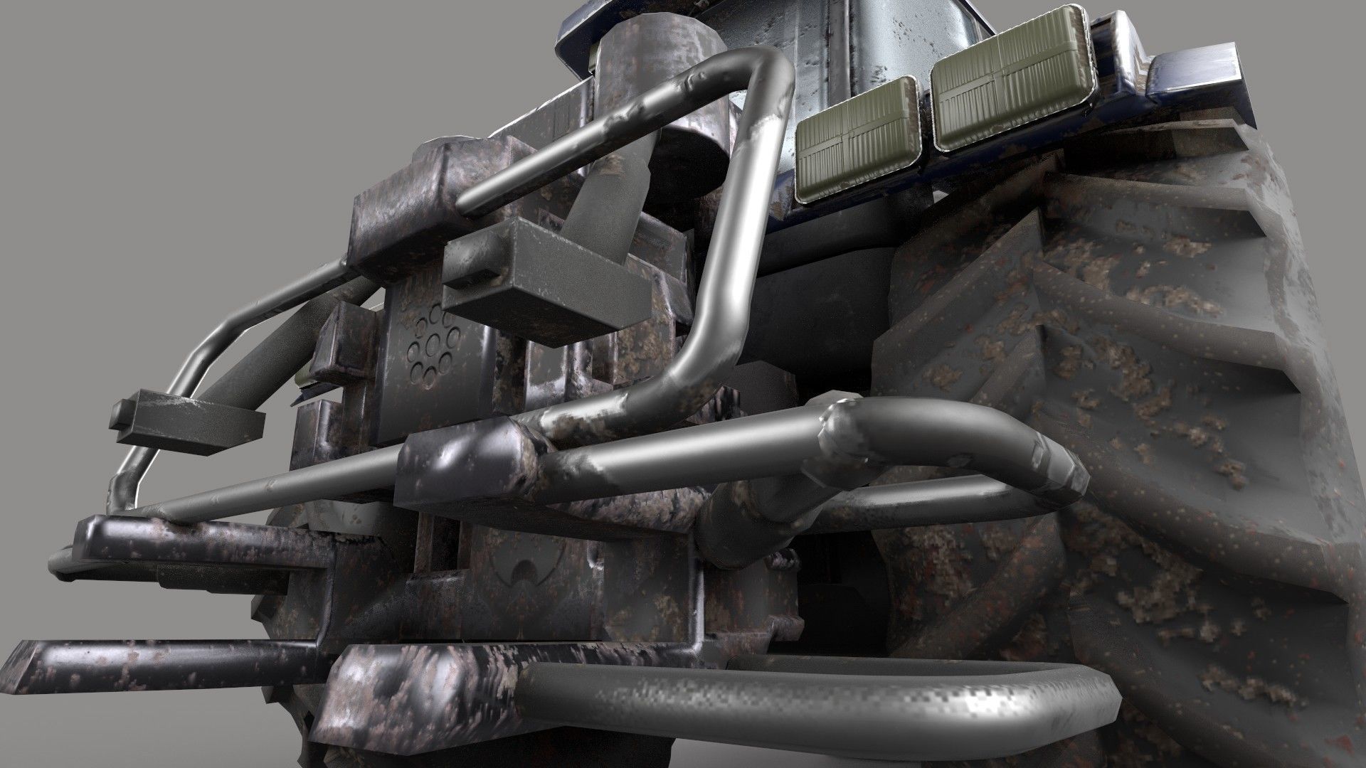 Dirty Tractor lowpoly Low-poly 3D model_5