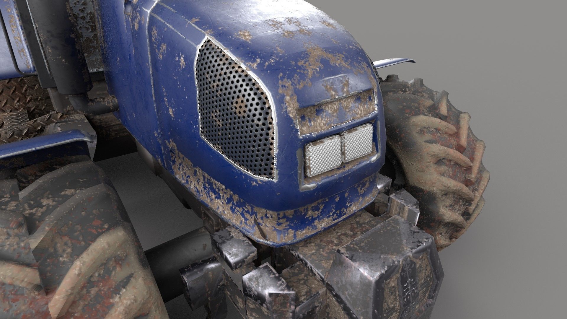 Dirty Tractor lowpoly Low-poly 3D model_6