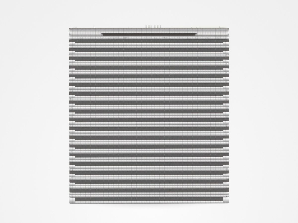 Huge Office Building With Glass Windows 3D model_2