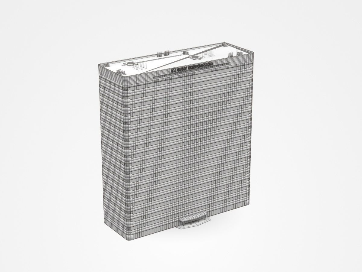 Huge Office Building With Glass Windows 3D model_4