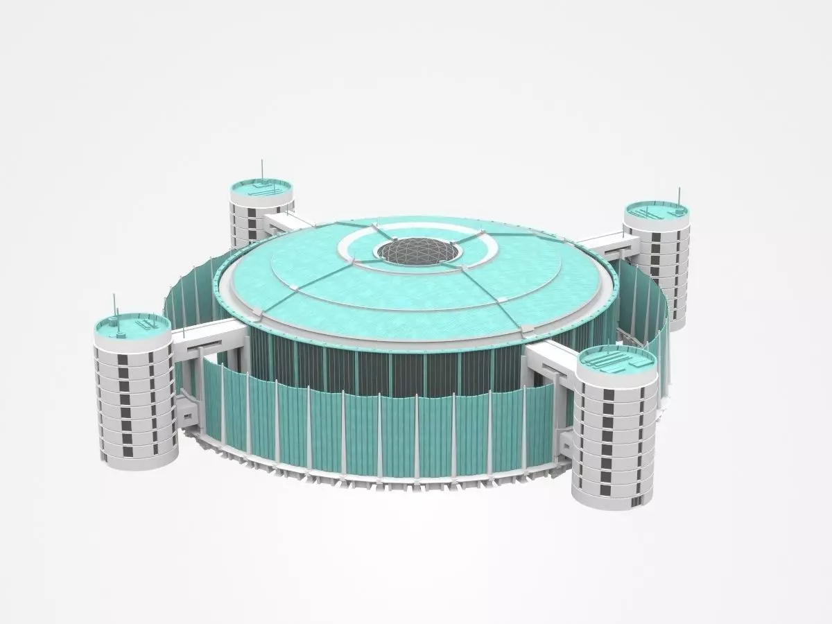 Huge Industrial Construction With Attached Buildings 3D model_0
