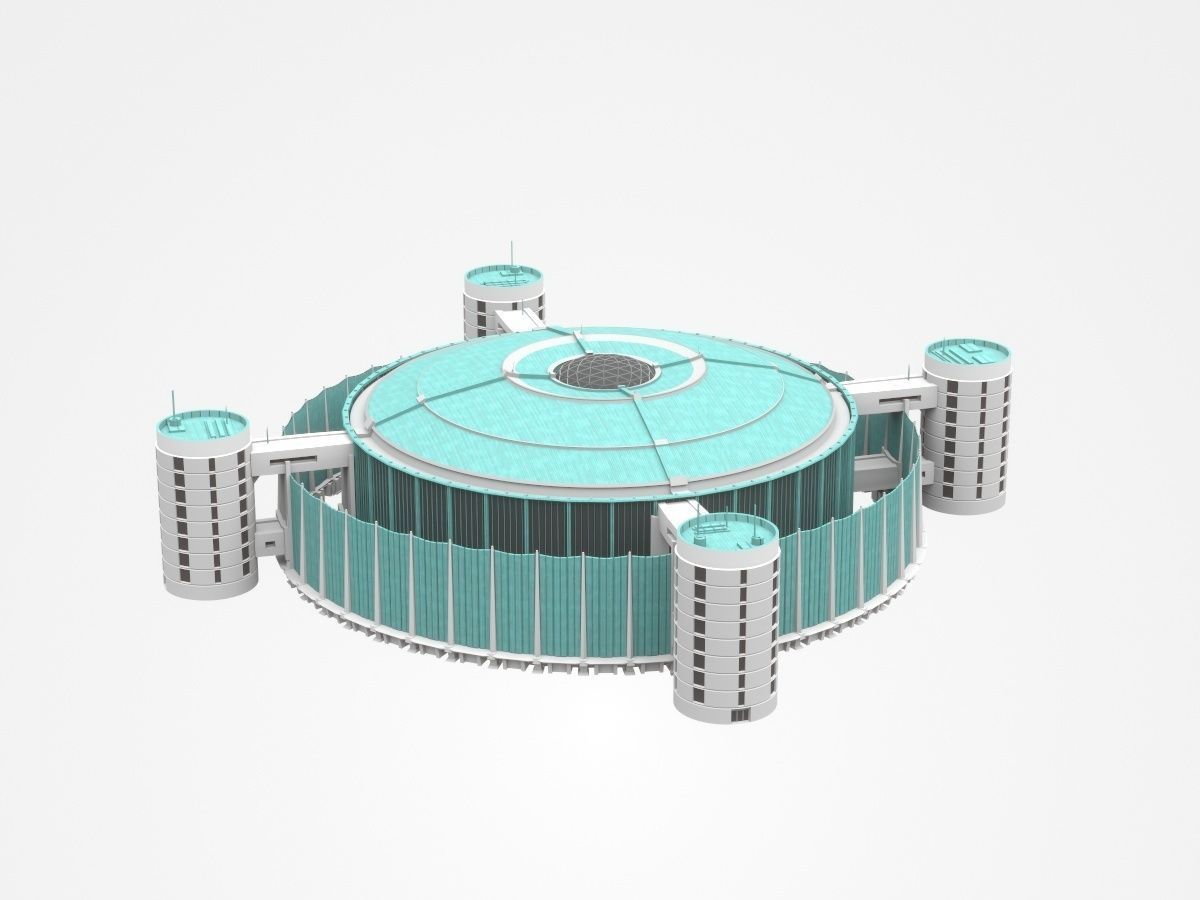 Huge Industrial Construction With Attached Buildings 3D model_3