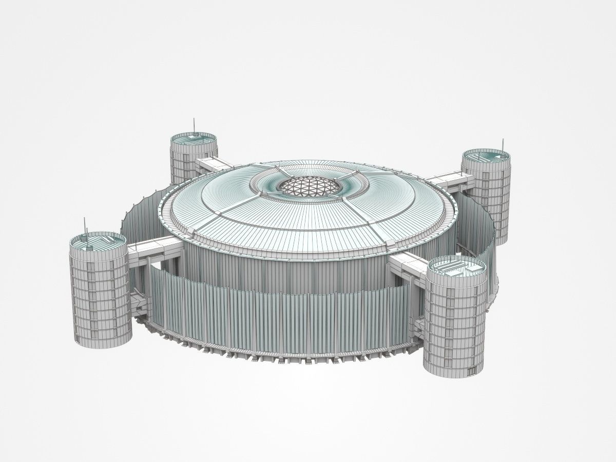 Huge Industrial Construction With Attached Buildings 3D model_4