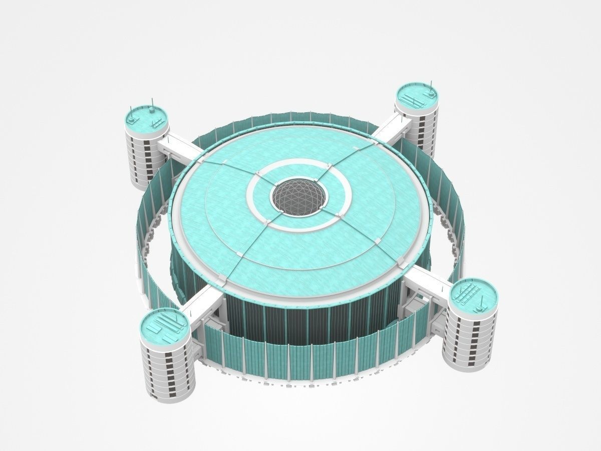 Huge Industrial Construction With Attached Buildings 3D model_1