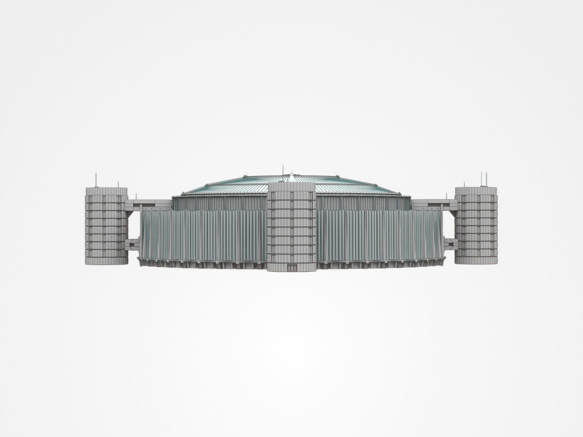 Huge Industrial Construction With Attached Buildings 3D model_5