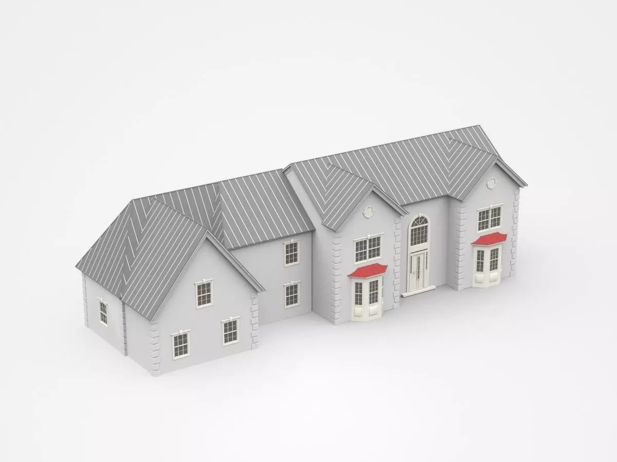 Large Two-storey House With Two Garages 3D model_0