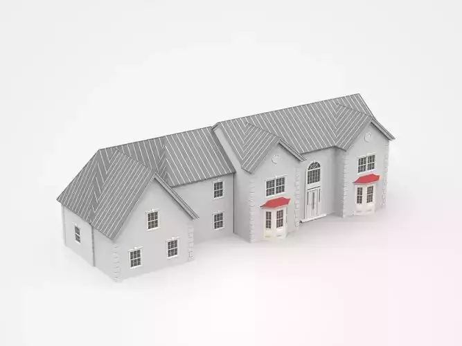 Large Two-storey House With Two Garages 3D model