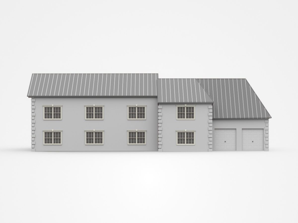 Large Two-storey House With Two Garages 3D model_2